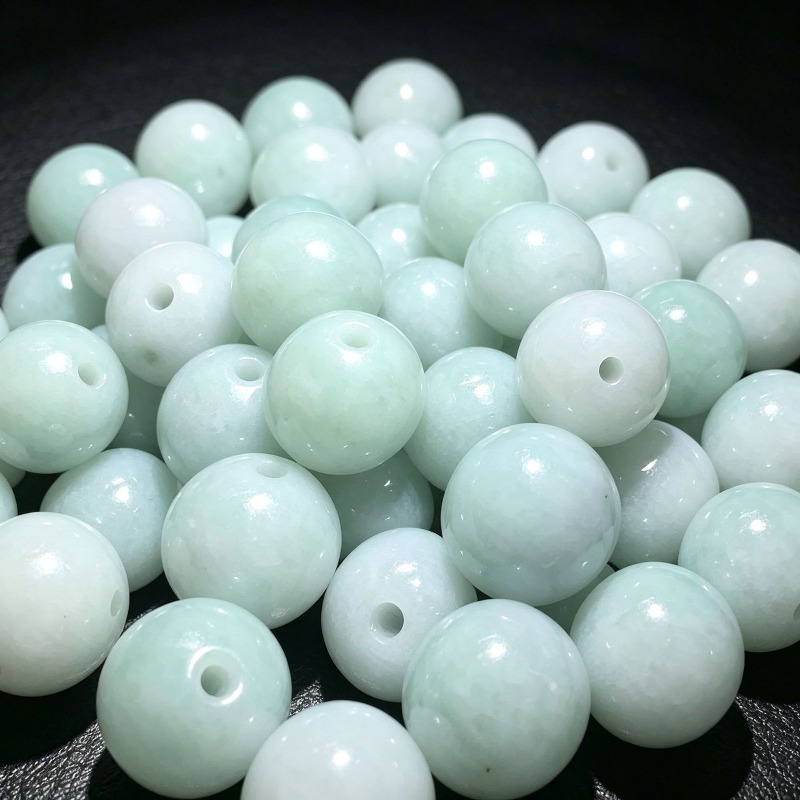 Earrings - 10 Stück natürliche Jade-Smaragd-Perlen, 13 mm,