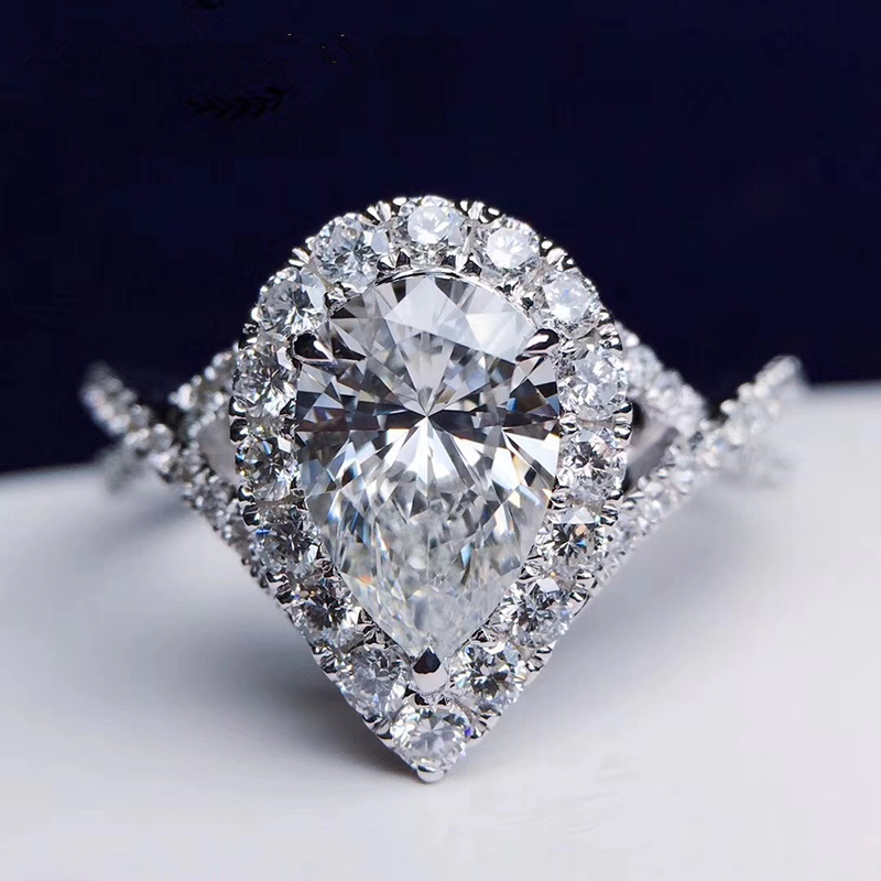 Moissanite Engagement Ring 1 Carat - Benutzerdefinierter Ring aus massivem 14-karätigem Weißgold