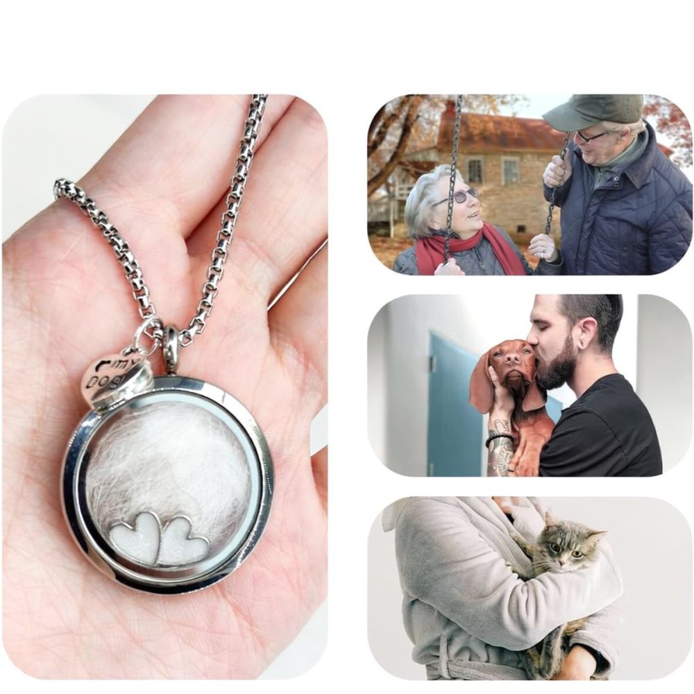 Heart Locket Necklace Photo - Edelstahl-Herz-Anhänger als Andenken, Haustier-Gedenkschmuck, Kremationsschmuck für