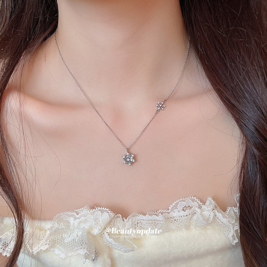 Funkelnde Eiskristall-Schneefl – Layered Pendant Necklace Aesthetic Bewertung und Preis