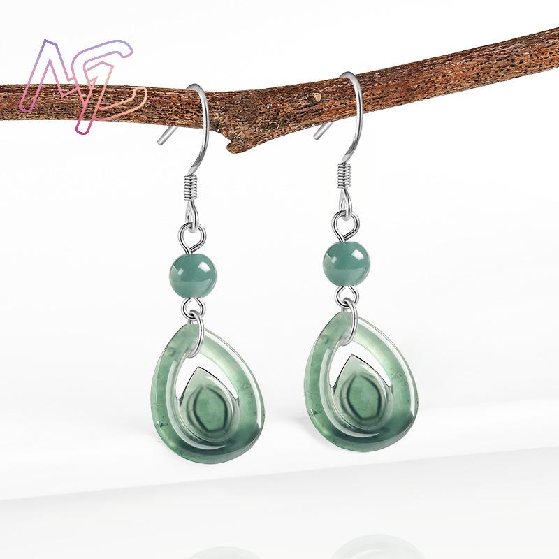 Blaue Myanmar-Jadeit-Wassertro – Earrings Bewertung und Preis
